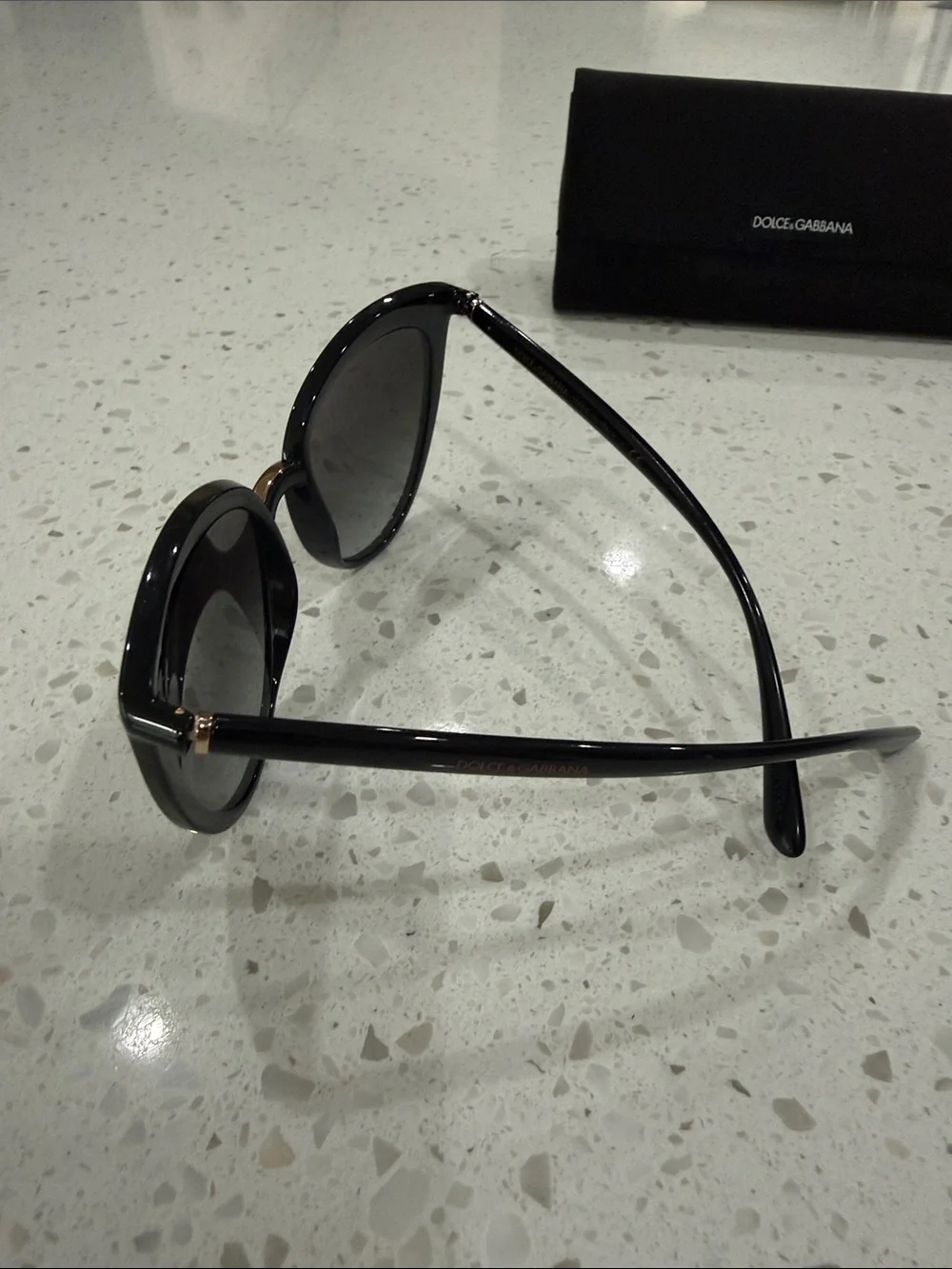 Dolce & Gabbana Black Cat-Eye Sunglasses with Gold Bridge
